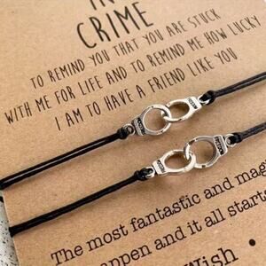 2/$30 NWT "Partners in Crime" 2 Piece Friendship bracelet w/ Handcuff clasp